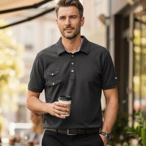 Aquascutum Black Polo Shirt Size XL ( fits L)